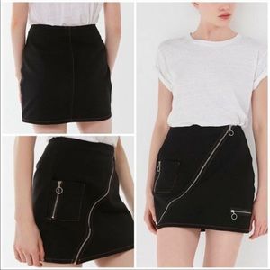 BDG 90s Black Denim Mini Skirt w/ Zippers & Pocket